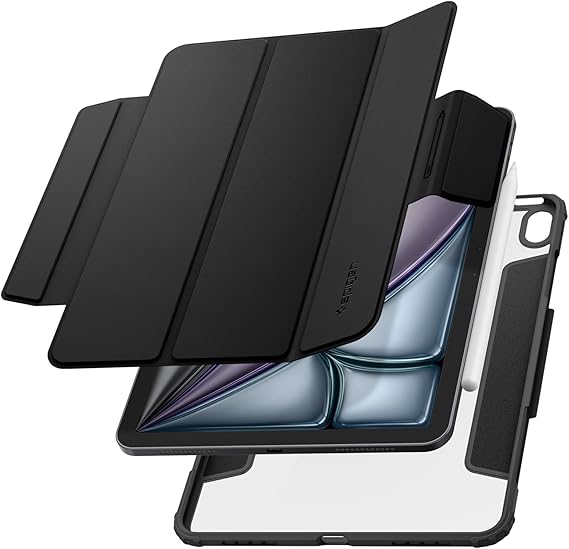 Spigen iPad Air 11" (M4 2026 / M3 2025 / M2 2024) ile Uyumlu Kılıf Air Skin Pro Manyetik Stand özellikli Sararmaya Dayanıklı Siyah Kapak - ACS07758 (Spigen TR Garantili)