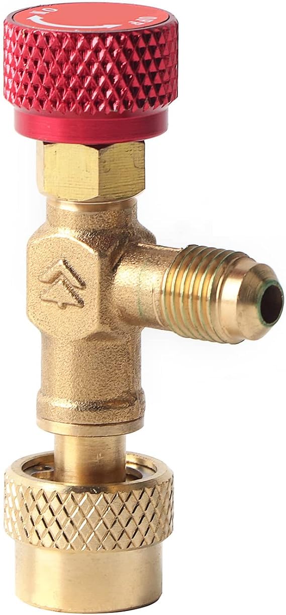R410A Control Ball Valve Refrigerant Can Bottle Tap Valve Opener Tools 1/4'' - 5/16'' Brass Control Valves for Refrigerant Charging Hose Air