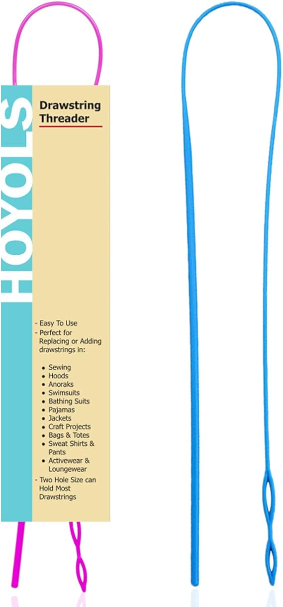 HOYOLS Drawstring Threaders, 2 Pcs Flexible Plastic Needles | Quick & Easy Sewing, Home Craft Replacement Tools, for Jackets, Trunks, Pants, Sweatpants, Shorts, Hoodies