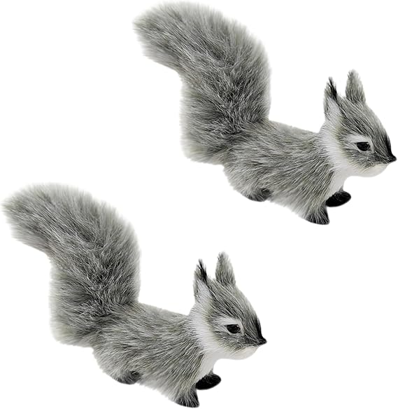 2Pcs Grey Mini 30 cm Simulation Plush Squirrel Mini Squirrel Stuffed Animals Plush Rabbit Soft for Gift Home Decor Place Table Decorations Ornament Room Decorations