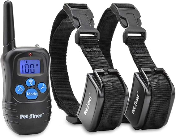 Petrainer PET998DRB2 Dog Training Collar with Remote for 2 Dogs, Rechargeable Waterproof Dog Remote Collar with Beep, Vibration and Static Electronic Dog Collar, 1000 ft Range
