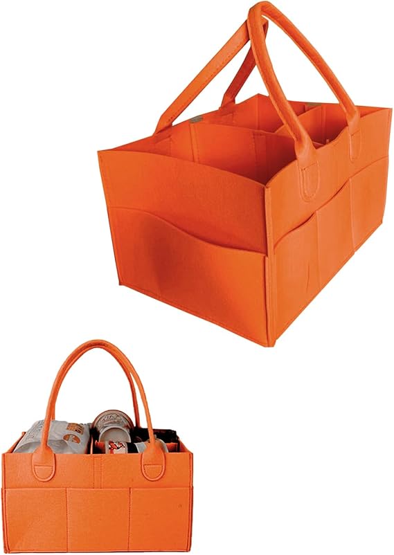 Baby Diaper Caddy is a versatile baby basket designed for nursery storage, car organization, and as a thoughtful gift for baby showers. Perfect for storing diapers and baby wipes. (Orange)