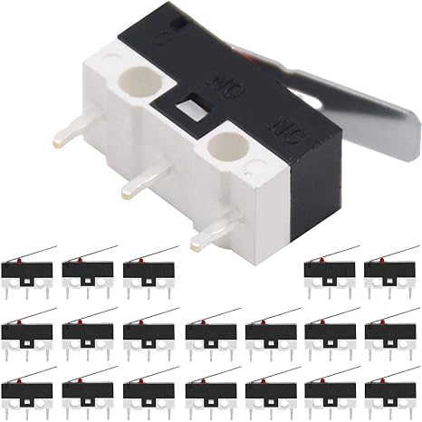 20PCS Micro Limit Switch NO+NC Hinge straight Lever 3PIN 125V 1A Mouse Micro Touch Button Momentary Switch Black