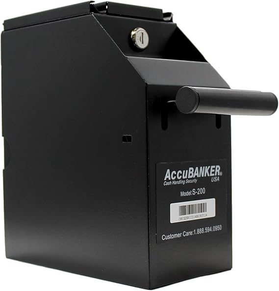 AccuBANKER S200 Retail Drop Safe with Key Lock, Cash Drop Box Commercial Grade Alloy Steel