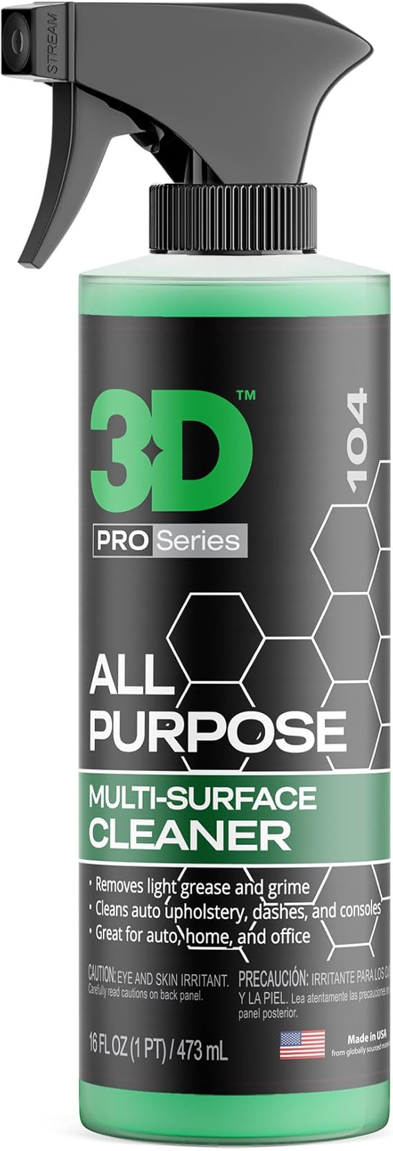 3D All Purpose Cleaner High-Performance Interior & Exterior Car Cleaner for Vinyl, Leather, Plastic, Fabric, Carpet & More - 16 oz