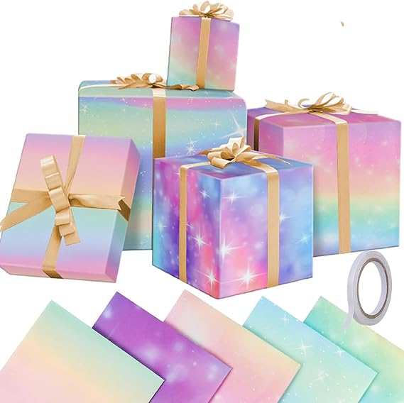 Gradient Wrapping Paper 5 Sheet Wrapping Paper Birthday Girls in 4 Design