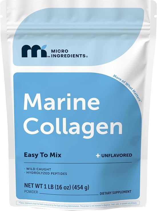 Micro Ingredients Marine Collagen Protein Powder, 1 Pound | Wild Caught Fish Source | Hydrolyzed Peptides | Unflavored, Keto, Paleo Friendly | Easy to Mix, Non-GMO