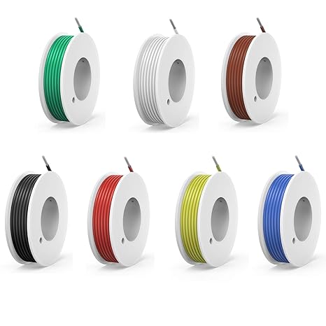 26awg 0.13mm² Silicone Electrical wire Cable 7 Colors 10Meters/32.8ft each | 26 gauge HookUp wires electronics kit stranded purity oxygen-free Tinned Copper wire Flexible and soft for DIY
