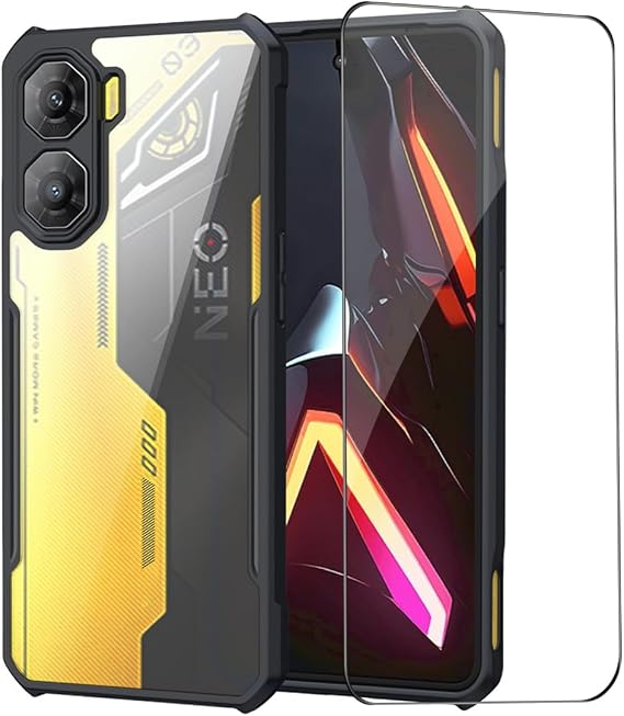 QUIETIP Case Compatible with Nubia Neo 3 with Screen Protector,Clear Hard PC Shockproof Protective Cover,Black