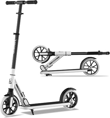 Playshion Kik Scooter for Kids Ages 6,Teens & Adults,Lightweight,Foldable,with Adjustable Handlebar and Drum Brakes