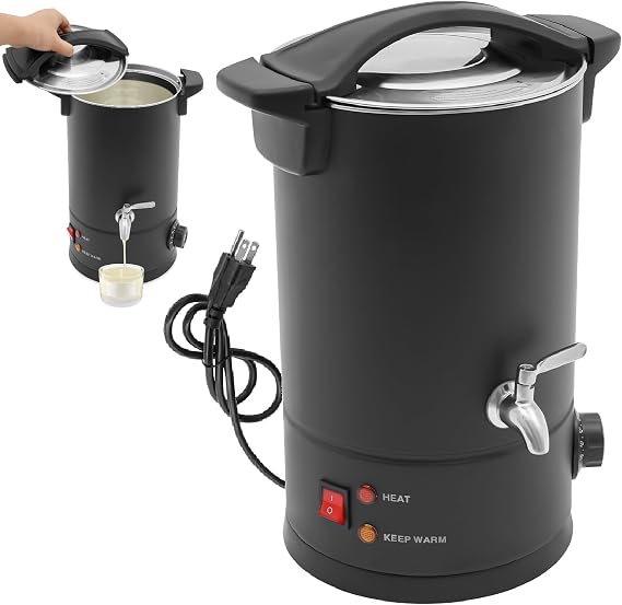 Pinelicorn 8L Candle Making Wax Melting Pot, 1200W Electric Candle Wax Melter Pot with Temperature Control(86-230F), Stainless Steel Wax Warmer for DIY Candle (Black 8L)