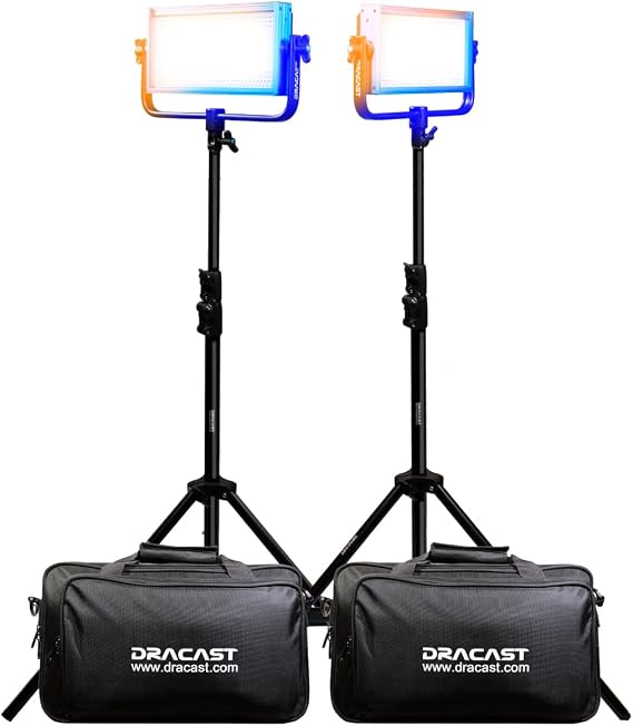 Dracast Plus Series LED500 Bi-Color LED 2 Light Kit with V-Mount and Gold Mount Battery Plates and Light Stands