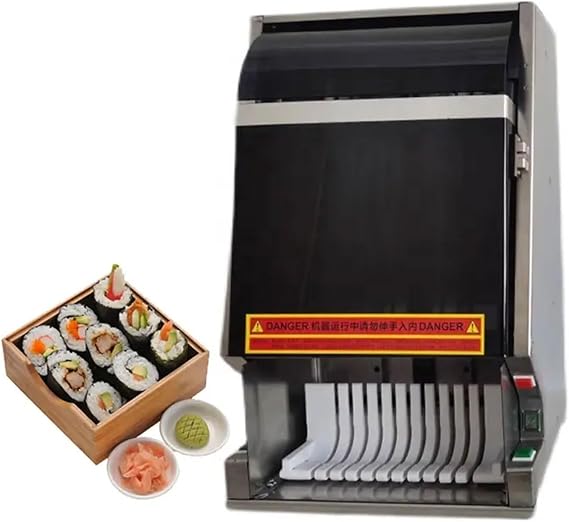 Automatic Sushi Roller Cutting Machine, 10 Pieces Multifunctional Sushi Rotary Cutter, Removable Stainless Steel Blade, 55W Japanese Sushi Cutting Machine for Restaurant, Kitchen, Snack Bar