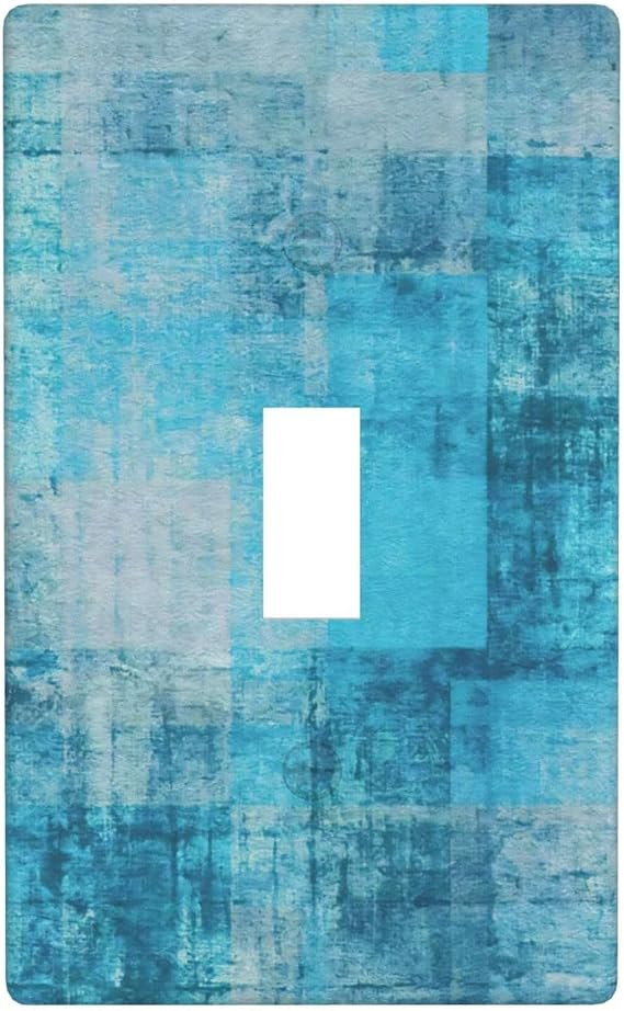 Turquoise And Grey Single Toggle Light Switch Plate Decorative Electrical Wall Plates, 1 Gang Light Switch Cover Plate 2.75" X 4.5" For Kitchen Bedroom Home Decor