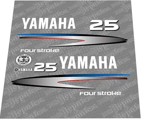 411 Decals Aftermarket Replacement for Yamaha 25 Four Stroke (2002-2006) Outboard Decal (Sticker) Set