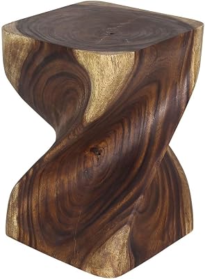 Haussmann Big Twist Wood Stool Table 14 in SQ x 20 in H Antique Oak Oil