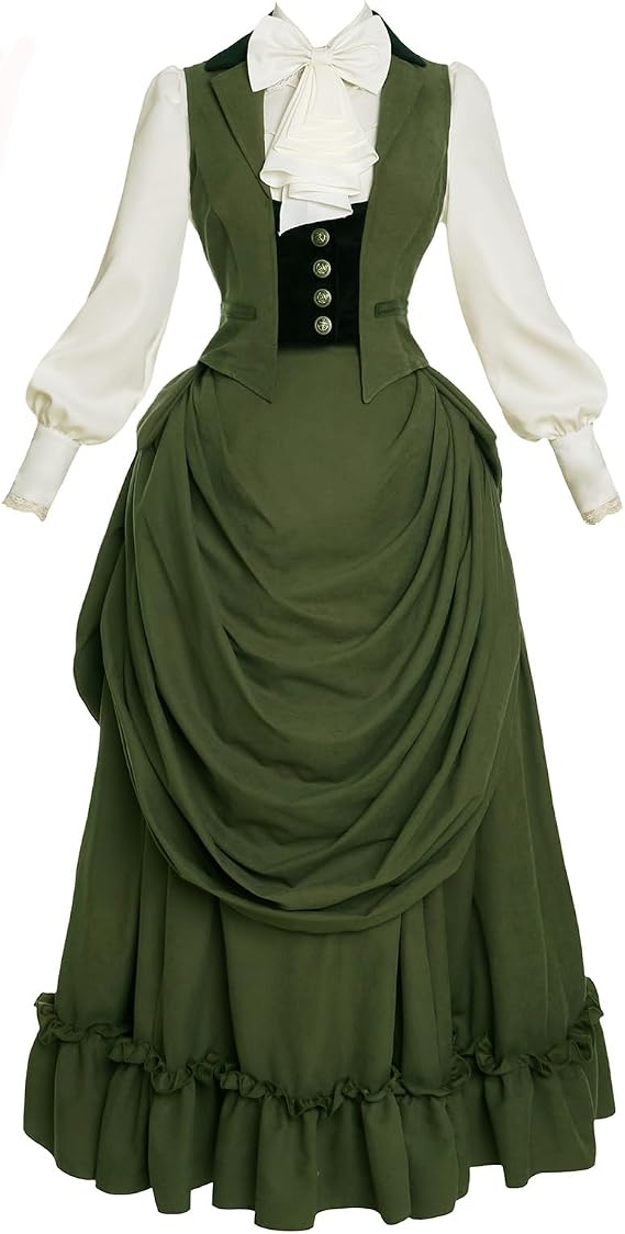 Vibsion Steampunk Victorian Cosplay Bustle Dress Vintage Victorian Ball Gowns