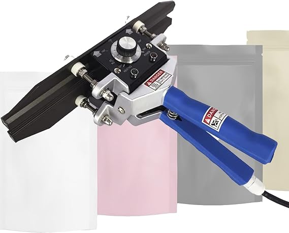 Plastic Bag Sealer,Portable Hand Held Mylar Bag Crimper and Sealer -Heat Crimp Sealer Handheld Sealer, for Foil Bag, Cellophane Bag, Kraft Paper Bag, BOPP Bag 400MM