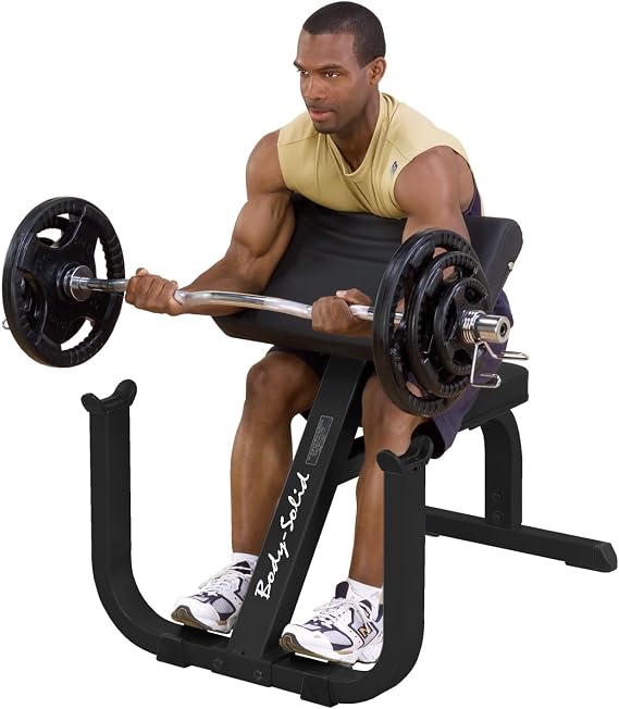 Body-Solid (GPCB329B) Preacher Curl Bench - Adjustable Arm Curl Bench for Bicep Workouts, High Tensile Strength, DuraFirm Padding - Weight Training Equipment
