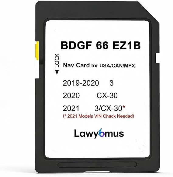 BDGF66EZ1B Navigation SD Card for Mazda 3 and CX-30, HUD and Speed Limits | Fits Mazda 3 2019-2020, CX-30 2020 and Select 2021 Mazda 3/CX-30 (VIN Check Required); Offline Maps, US/CA/MX Maps