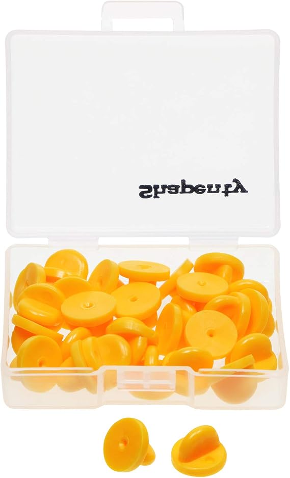 Shapenty 30PCS Butterfly Clutch PVC Rubber Pin Backs Keepers Replacement Uniform Badge Comfort Fit Tie Tack Lapel Pin Backing Holder Clasp (Yellow)