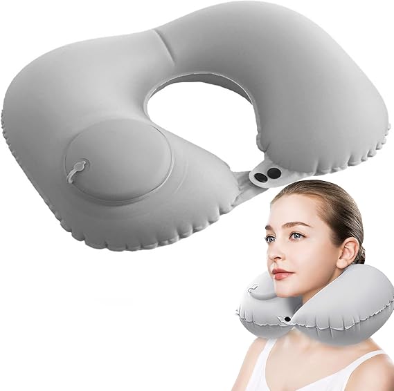 Inflatable Travel Pillow,Inflatable Travel Neck Support Pillow U Shape Pillow Neck Pillow with Pressing Inflation Pump Suitable for Sleep Rest