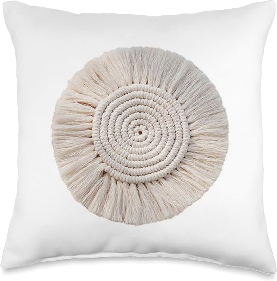 Boho Macrame Spiral Art Design Throw Pillow