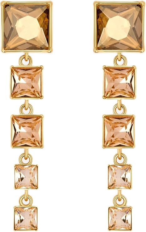 Square-Cut Rhinestone Drop Earrings