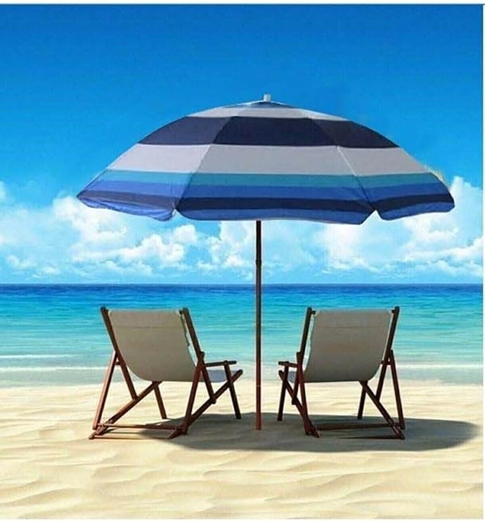 Depolife Beach Sea Garden Balcony Picnic Camping Sun Umbrella Folding Blue White 180cm