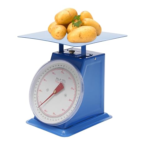 Industrial Dial Scale, 110lbs Heavy Duty Portion Control Mechanical Kitchen and Food Scale Tabletop Weighing Scale w/Detachable Weighing Pan for Supermarket Snack Shops
