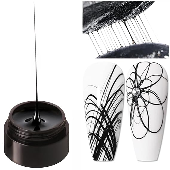 Black Spider Gel for Nails, Black Gel Paint for Nails Art UV LED DIY Design Manicure Spider Paint Nail Gel for Nail Art