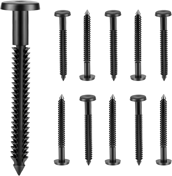 50-Pack 3 Inch Vinyl Shutter Fasteners | Black Window Shutter Pegs, Peg Lok Pin, Screws & Shutter Spikes Anchors, For Exterior Wood, Aluminum & Vinyl Window Shutters