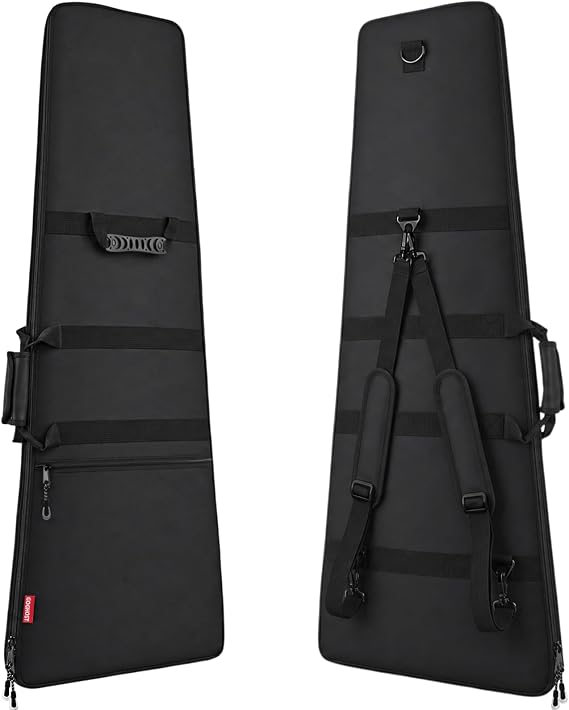 Electric Guitar Gig Bag 0.6" Thick Foam Padded Water-Resistant | Padding Adjustable Backpack Straps Soft Case Fits Flying V, Explorer, Jackson-Style and More, up to 47.5" in Length