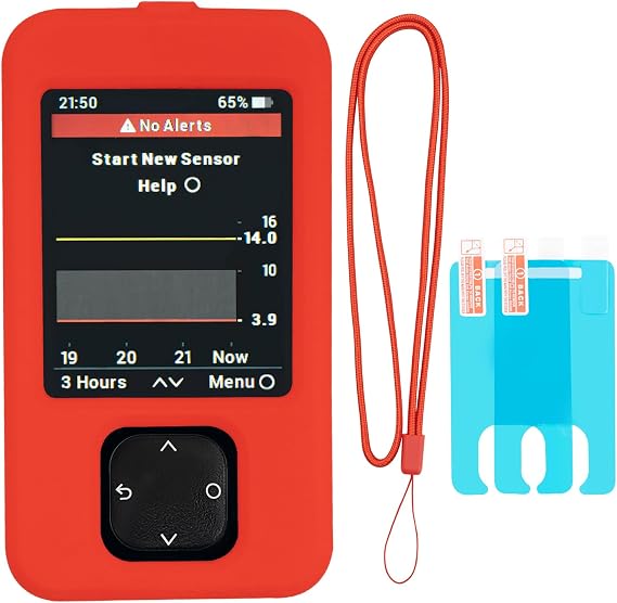 Dexcom G7 Receiver Case with Neck Lanyard and 2PCS Screen Protector (Red)