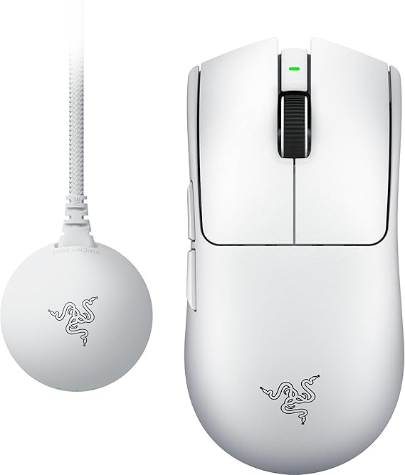 Razer Viper V4 Pro - Kablosuz simetrik e-spor oyun faresi - Ultra hafif 50 g - HyperSpeed Gen-2, 8 KHz'e kadar yoklama hızı - Focus Pro 50K sensör - Optik kaydırma tekerleği - PC/Mac | Beyaz