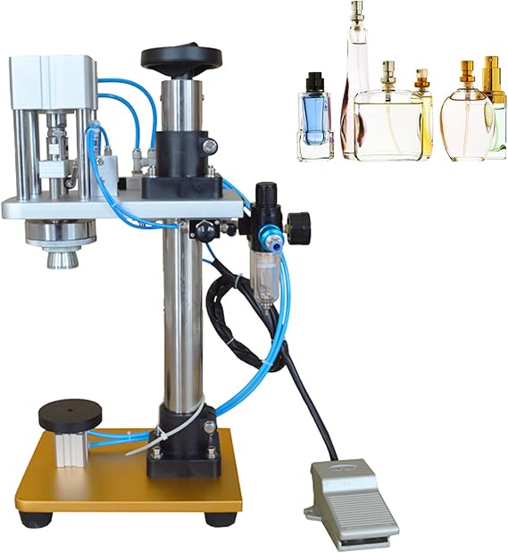 INTSUPERMAI Perfume Crimping Machine Pneumatic Perfume Cover Crimping Machine With Foot Pedal (0.59")