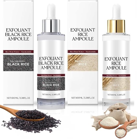 Peel Shot Glow Rice Ampoule Duo White Rice + Black Rice Ampoule,Face Scrub Exfoliator Pore Minimizer for Face,Gentle Soft Facial Scrub Exfoliator,Body Exfoliator Dead Skin Remover for All Skin Types