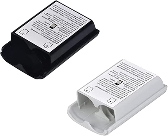 2 Pcs Battery Pack Cover for Xbox360 Wireless Controller, Replacement Battery Pack Cover Shell Case (1Black, 1White)