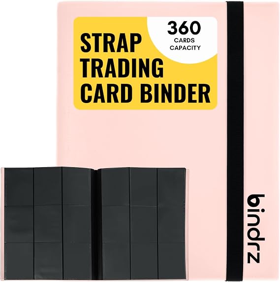 bindrz 360 Ticaret Kartı için 9 Cep Askılı Bağlayıcı Albümü | Yandan Yükleme Cepleri Klasörü | CCG TCG MTG ve Spor Kartları için Arşiv Güvenli Malzeme (Pembe)