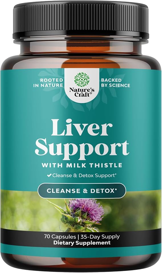 Liver Cleanse Support - Milk Thistle Supplement with Choline - 70 Count