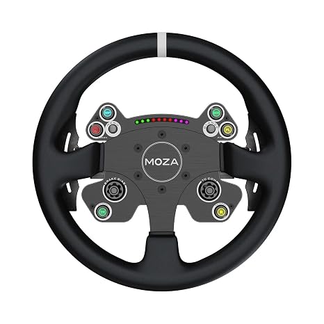 MOZA CS V2P Sim Racing Steering Wheel 13-inch for PC, Black | 10 RGB Lights, 6 programmable buttons and 2 Joysticks, Aviation Grade Aluminum Alloy Rim