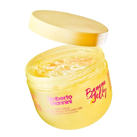Umberto Giannini Banana Jelly Styling Gel 200ml Strong Hold Curl & Slick Back Gel for Curly, Coily & Textured Hair | Anti-Frizz, High Shine, Vegan & Made in UK