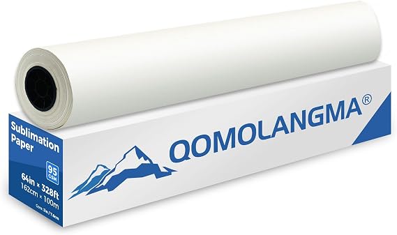 PRO Dye Sublimation Paper Roll 64in x 328ft Dye Sublimation Paper for Fabrics and Hard Substrates Heat Transfer Printing 3in Core 95gsm