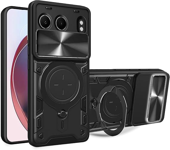 Compatible with 1+ Nord 4 5G Case,with Slide Camera Lens Cover Compatible with OnePlus Nord 4 5G CPH2663 Case Black