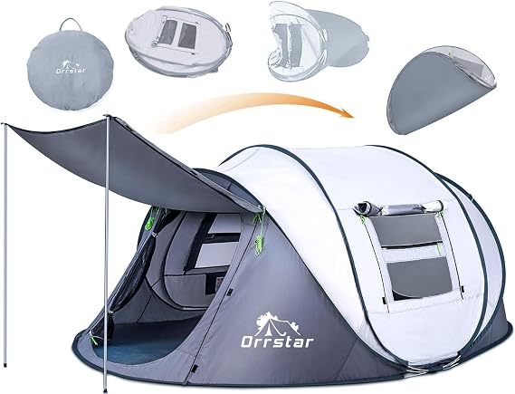 Pop Up Tents for Camping 2-4 Person Waterproof Easy Up Setup Camping Tent 2 Big Doors Instant Family