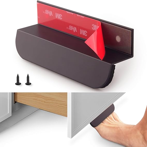RVPEKUPE 1-Pack Under Cabinet Foot Pull for Trash Drawer, Matte Black 4"