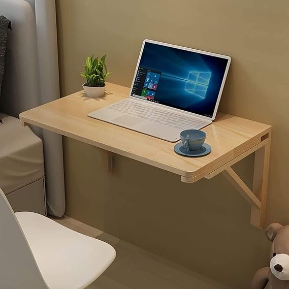 Fold Down Table Wall Mounted, Hanging Computer Desk, Drop Leaf Tables for Small Spaces, Folding Workbench Space Saving, Wall Table Folding for Kitchen, Home Office PC Laptop Desk