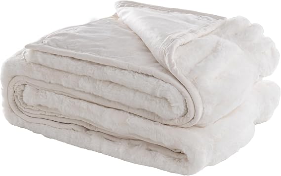 Mon Chateau 60" x 70" Hearthside Faux Fur Throw Blanket, Winter Cream
