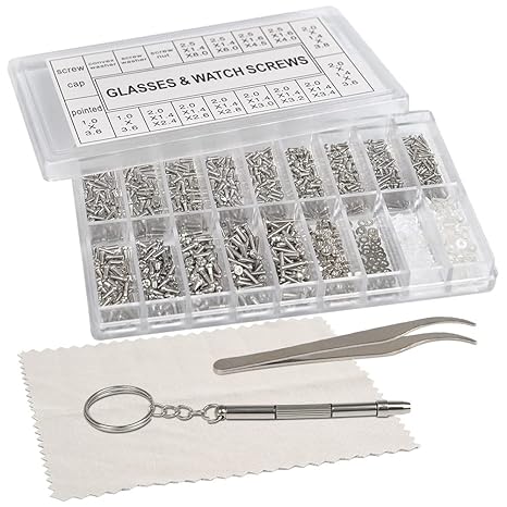 Mini Glasses Repair Kit - Stainless Steel Micro Screws, Tweezers, Screwdriver - Glasses, Sunglasses, Watches, Mobile Phone