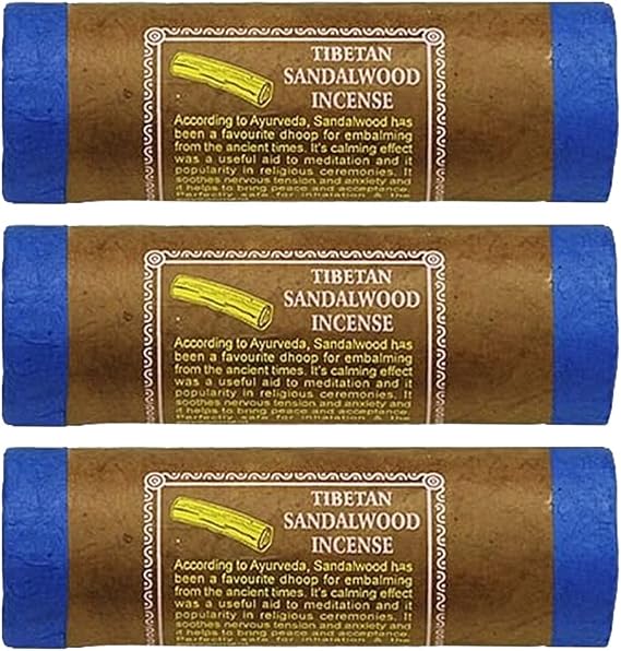 Tibetan Sandalwood Incense, 4.5" Length - 3 Packs, 30 Sticks Per Pack